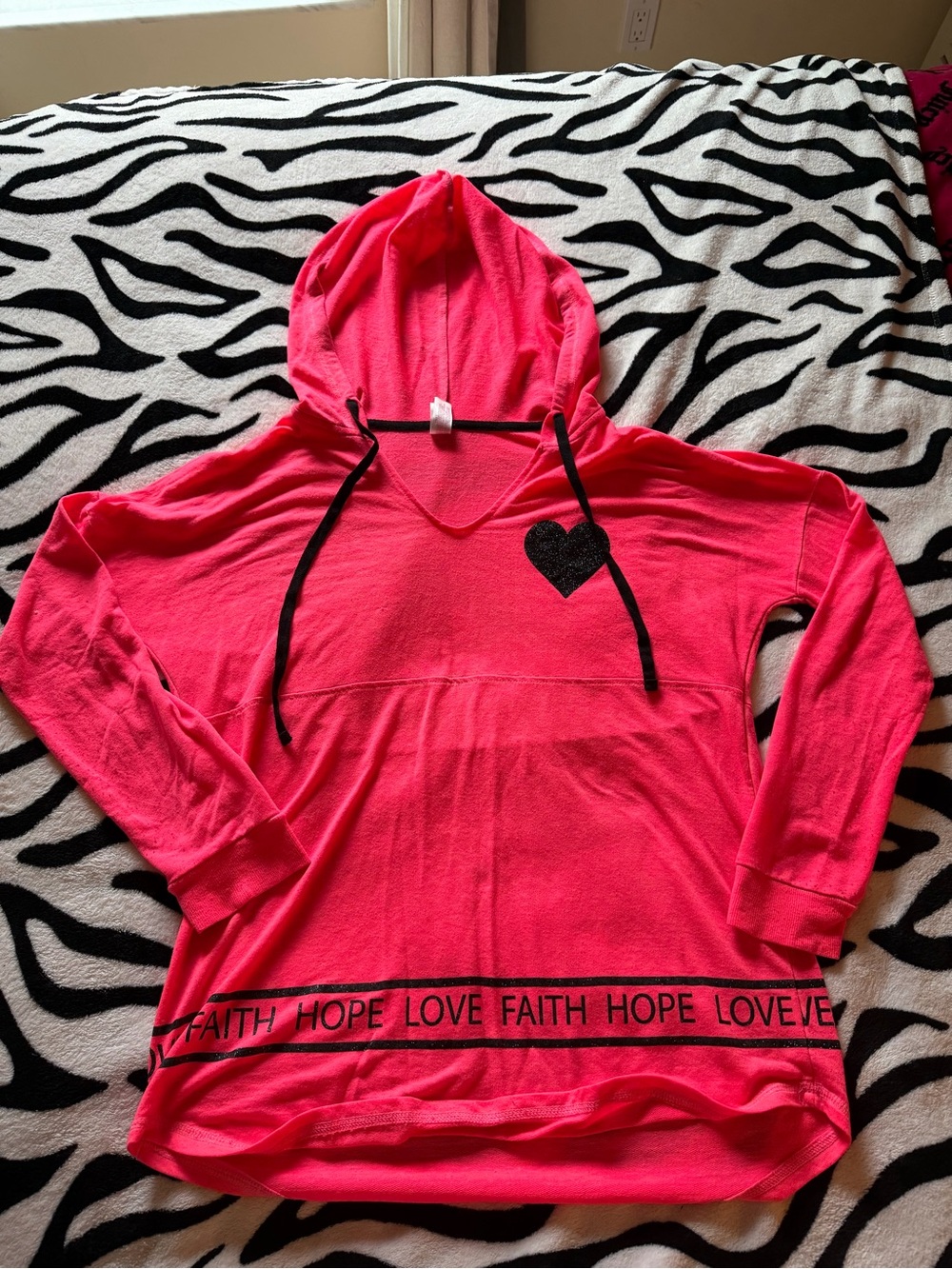 No Boundaries Neon Pink Hoodie with Heart Accent
